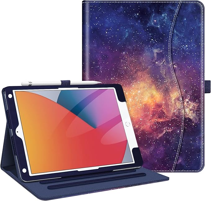 Fintie Case for iPad 9th / 8th / 7th Generation (2021/2020/2019) 10.2 Inch - [Corner Protection] Multi-Angle Viewing Stand Cover with Pocket & Pencil Holder, Auto Sleep Wake, Galaxy
