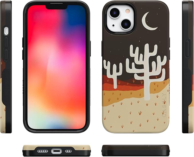 Casely iPhone 14 Case | Desert Nights | Cactus Colorblock | Compatible with MagSafe | Bold Protective Design