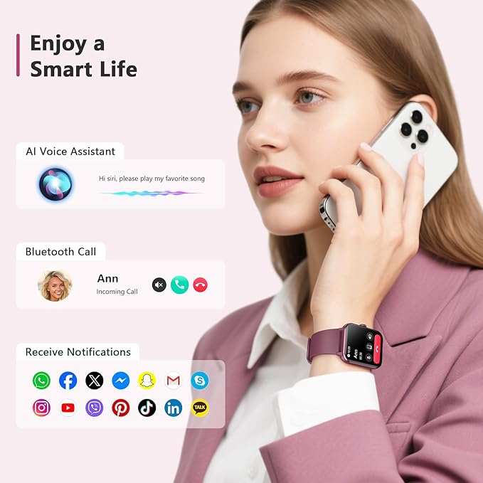 Blackview 2025 Fitness Tracker (Answer/Make Calls), Smart Watch for Men and Women with Heart Rate/SpO2/Sleep Monitor/2 Straps, 100+ Sports Modes, IP68 Waterproof Activity Tracker for Android/iPhone