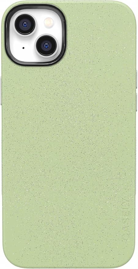 Casely iPhone 14 Case | Kiwi Kiss | Matcha Green Shimmer Glitter | Bold Protective Design | Compatible with MagSafe