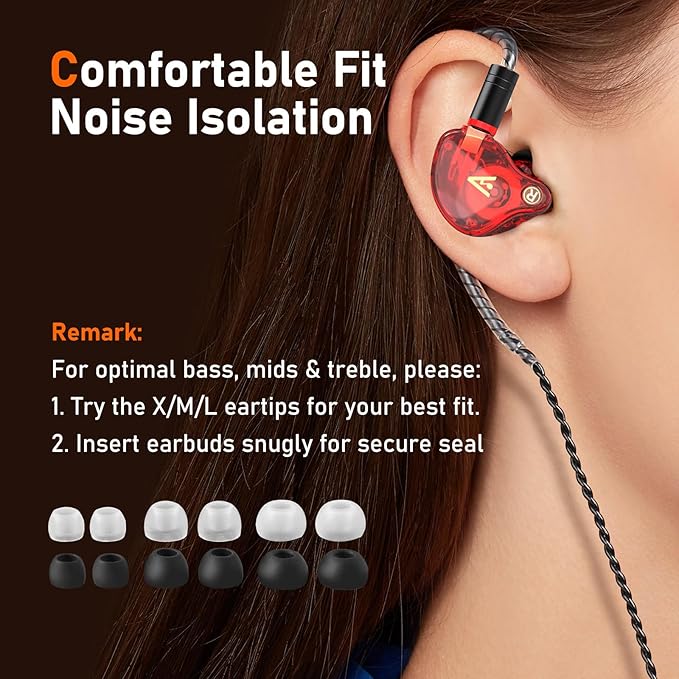 Vibes 202 Wired Earbuds - HiFi in Ear Monitor Headphones – Professional Noise-Isolating Ear Buds - Clear Sound, Deep Bass & Comfort-Fit IEM Earphones - MMCX to 3.5mm, Silver Plated Cord, Carrying Case