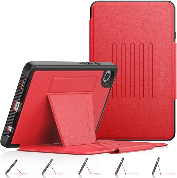 SEYMAC stock Case for Samsung Galaxy Tab A9 8.7'', Case with Magnetic Multi-Angles Stand, Card Slot for Galaxy Tab A9 8.7'' SM-X110/X115/X117, (Red)