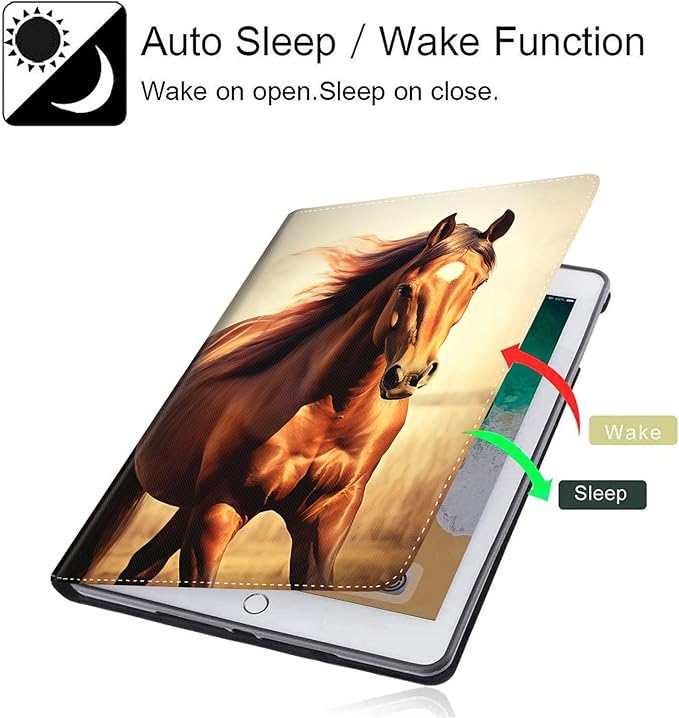 Case for Galaxy Tab A9 Plus ， Auto Sleep/Wake Multi-Angle Viewing Slim Folio Stand Cover for Samsung Galaxy Tab A9+/A9 Plus 11 Inch 2023 (SM-X210/X216/X218), Horse