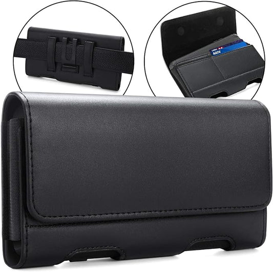 BECPLT for Samsung Galaxy S25 S24 S23 S22 5G S21 5G Holster Case, for iPhone 17 Pro 17 16 15 Pro Leather Pouch Case Holster with Belt Clip & Belt Loops with Card Holder for Apple iPhone 15 14 13 12