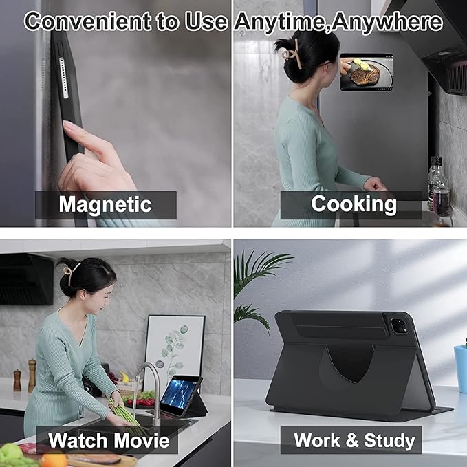 Vertical Case for iPad 9th/8th/7th Generation/Pro 10.5/ Air 3rd Gen, Magnetic Detachable Case with Pencil Holder【It can Hold Keyboard】 360 Rotatable Smart Cover(Black)