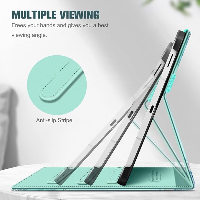 Fintie Case for Samsung Galaxy Tab S10 Lite/ S10 FE/ S9 FE 5G 10.9 Inch/Tab S9 11 Inch with S Pen Holder, Multi-Angle Viewing Protective Cover with Pocket, Auto Sleep/Wake, Emerald Marble