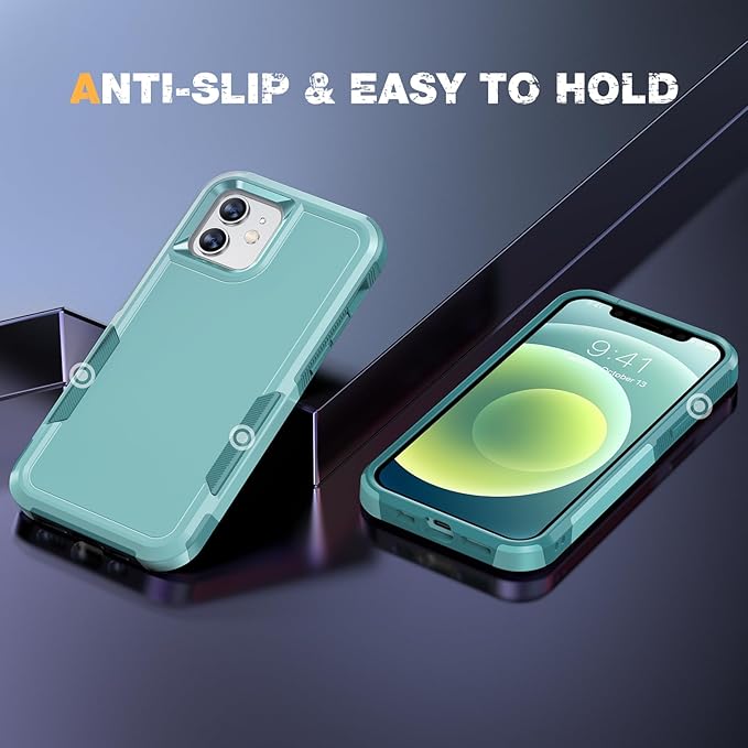 Diaclara Designed for iPhone 12 Case/iPhone 12 Pro Case, [with Privacy Screen Protector] [Anti Spy] [Military Grade Drop Protection] Heavy Duty Full-Body Shockproof Phone Case, Mint Green