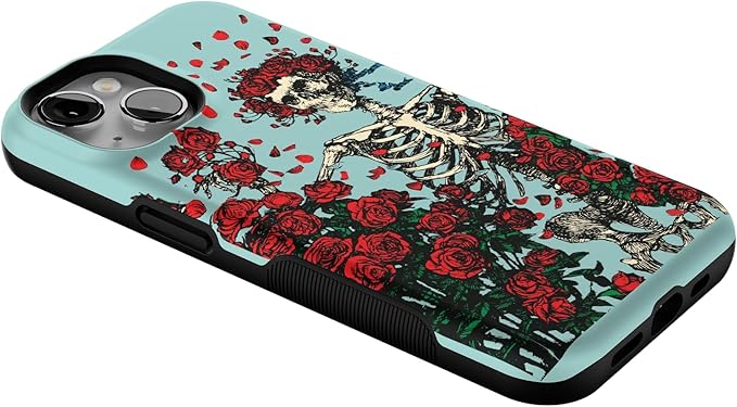 Casely iPhone 14 Case | Forever Grateful | Grateful Dead Skeleton Floral | Compatible with MagSafe | Bold Protective Design
