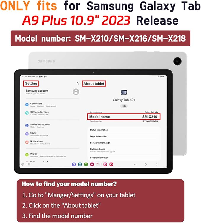 AVAWO Kids Case for Samsung Galaxy Tab A9+/A9 Plus 11 Inch 2023 Case, with Strap, Shockproof Lightweight Handle Stand 2023 Model (SM-X210/X216/X218), Purple