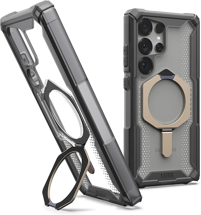 URBAN ARMOR GEAR UAG for Samsung Galaxy S25 Case 6.2" with Kickstand Plasma XTE - Compatible with Magnetic Charging Transparent Rugged Military Drop Tested Protective Cover, Ash/Titanium