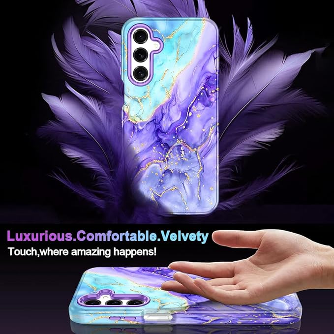 Casetego for Galaxy S25 Case,Compatible with MagSafe,[Military Grade Drop Test] Full Body Protection Slim Shockproof Rugged Marble Women Case for Samsung Galaxy S25 6.2 inch,Cobalt Violet