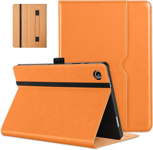 DTTO for Samsung Galaxy Tab A9 Plus 11 inch Case 2023, Premium Leather Business Folio Stand Cover with Hand Strap for Galaxy Tab A9+ 11'' 2023 Model (SM-X210/X216/X218) - Auto Wake/Sleep, Orange