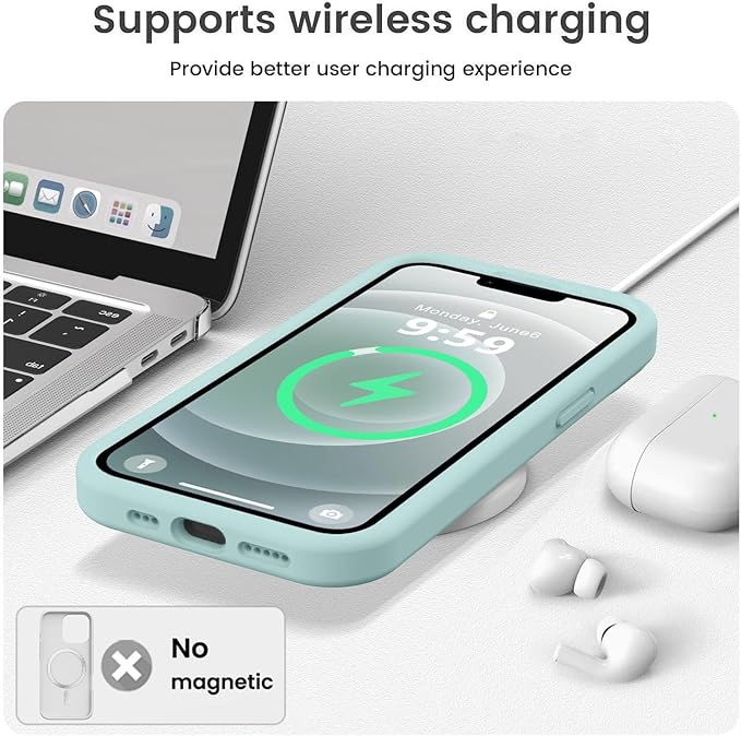 Vooii Compatible with iPhone 12 Case/iPhone 12 Pro Case, Liquid Silicone Upgrade [Soft Anti-Scratch Microfiber Lining] [Shockproof Drop Protection] Phone Case 6.1 inch - Mint