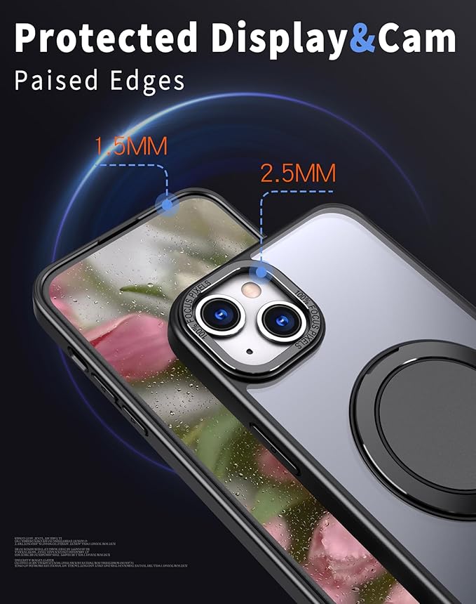 Magnetic Stand Case for iPhone 13/14 [with 2 Tempered Glass Film] [360° Rotation Magnetic Stand] [Compatible with Magsafe] Military-Grade Drop Protection Case, Black