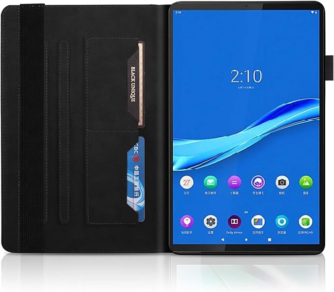 Case for Lenovo Tab M10 FHD Plus 10.3 inch 2020 Model PU Leather Folio Stand Cover Shell with Pencil Holder and Card Slot for Lenovo Tab M10 Plus (2nd Gen) TB-X606F / TB-X606X Tablet - Black