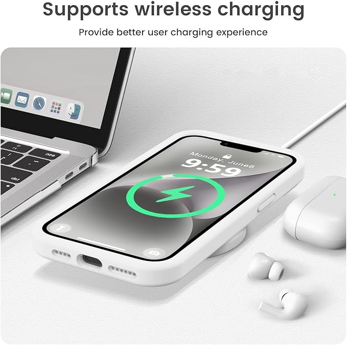 Vooii Compatible with iPhone 13 Pro Case, Liquid Silicone Upgrade [Camera Protection] [Soft Anti-Scratch Microfiber Lining] Shockproof Phone Case for iPhone 13 Pro 6.1 inch - White