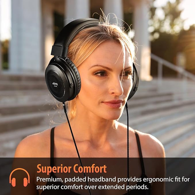 JOYO Studio Monitor Headphones Wired Professional Semi-Open Headphone for Guitar Piano Podcast Recording,Mixing,Live Streaming 3 Meter Cable (JMH-03)