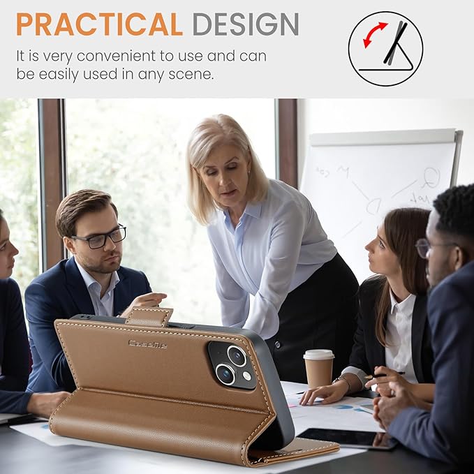 for iPhone 15 Plus Case, Premium PU Leather Wallet Case Flip Cover with [RFID Blocking][Card Holder][Stand Function] Shockproof Protective for iPhone 15 Plus, Brown