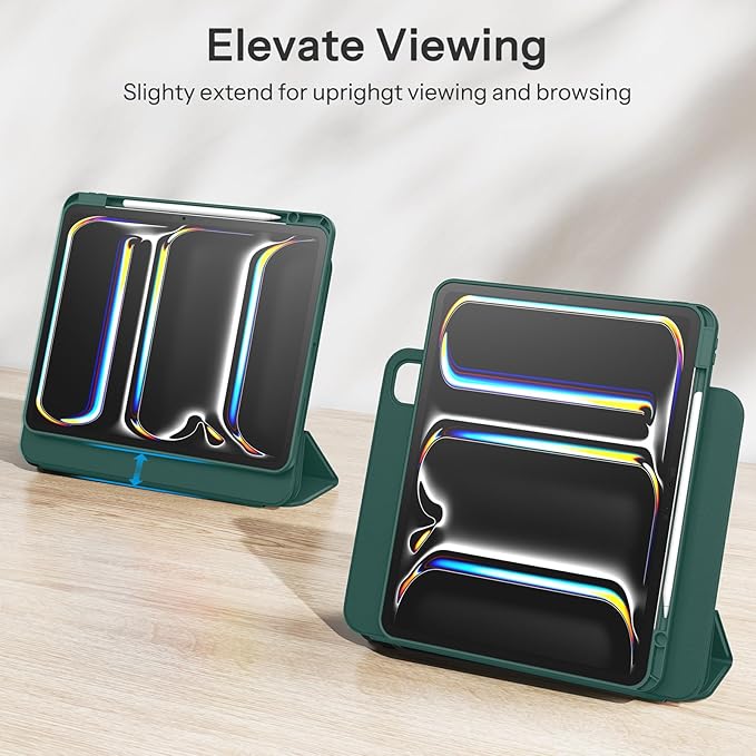 SPARIN Case for iPad Pro 13 inch 2024-M4 with Pencil Holder, Detachable Magnetic Hybrid Protective Case, Portrait/Landscape Stand, Durable Protection, Auto Wake/Sleep -Forest Green