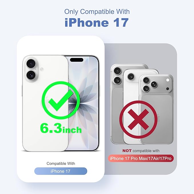 Compatible with iPhone 17 Case with Invisible Magnetic 360°Spin Stand,Military-Grade Shockproof Protection [Compatible with Mag-Safe] Non-Slip Edge Translucent Case (6.3",Blue)