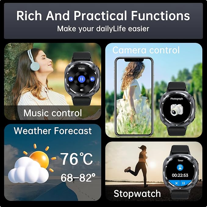 Smart Watch for Men Fitness Tracker: Bluetooth Make Answer Call Digital Mens Watches Waterproof Running Smartwatch for Android Phones iPhone Samsung Compatible Sleep Heart Rate Monitor Step Pedometer
