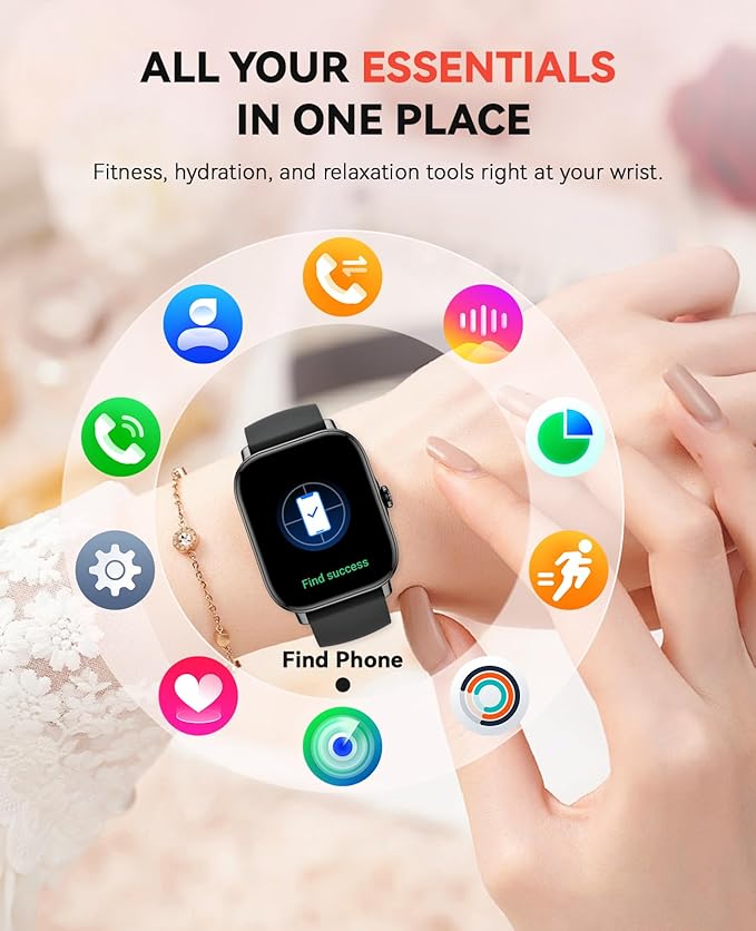 Smart Watch for Men Women, Bluetooth Call, 1.91'' HD Full Touchscreen Fitness Step Tracker Watch for Android iPhone Compatible, IP68 Waterproof Smartwatch With Sleep Monitor/Activity Tracker/Pedometer