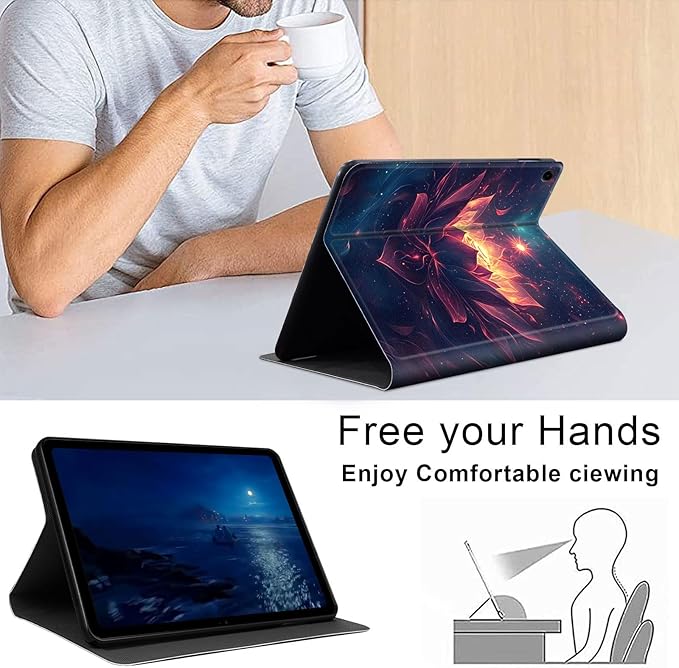 Case for Samsung Galaxy Tab A9 8.7-Inch 2023, Slim PU Leather Stand Cover with Auto Wake/Sleep, Multi-Angle Viewing & Shockproof, Lotus