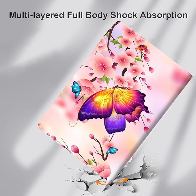 Case for Samsung Galaxy Tab A9 Plus 11 inch 2023，Slim Fit Foldable Standing Cover with Auto Sleep/Wake for Galaxy Tab A9+ 11’2023 (SM-X210/X216/X218)，Butterfly Sakura Pink