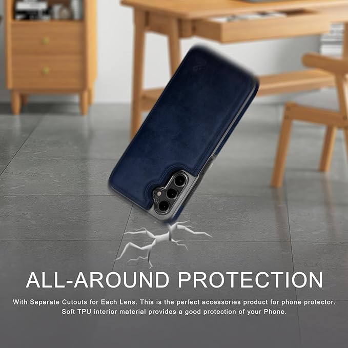 DJDUCK Designed for Samsung Galaxy S25 Plus Case Wallet with Card Holder, [Magnetic Clasp Cover] [RFID Blocking Leather Protection] Shockproof Women Men Cases for Samsung S25 Plus Dark Blue