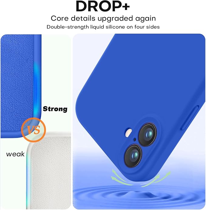 Vooii Compatible with iPhone 16 Plus Case, Liquid Silicone Upgrade [Camera Protection] [Soft Anti-Scratch Microfiber Lining] Shockproof Phone Case for iPhone 16 Plus 6.7 inch - Klein Blue