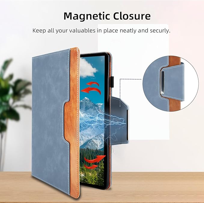 Case for Samsung Galaxy Tab S10 FE Plus 13.1 Inch 2025 Model(SM-X620/X626B) - Multi-Angle Viewing Stand Cover with Pocket and Magnetic Clasp, PU Leather Business Folio Protective Case, Gray