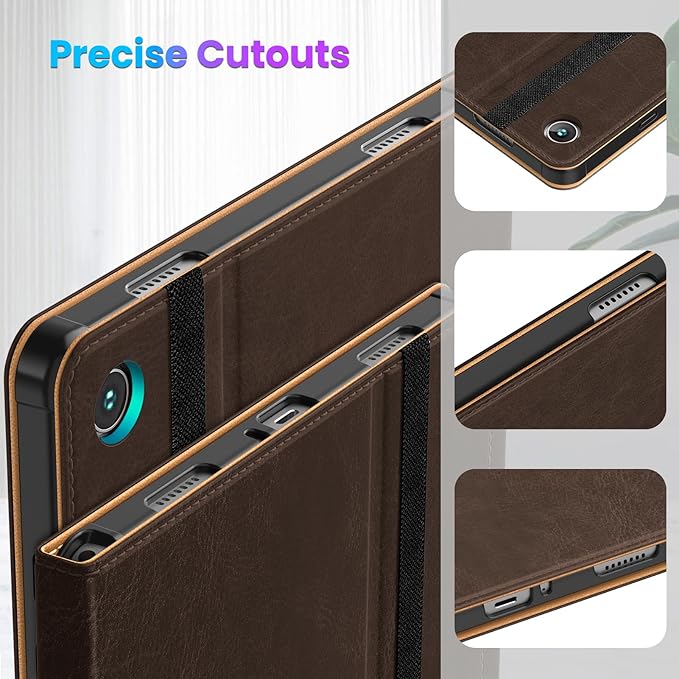 DTTO for Samsung Galaxy Tab A9 Plus 11 inch Case 2023, Premium Leather Business Folio Stand Cover with Hand Strap for Galaxy Tab A9+ 11'' 2023 Model (SM-X210/X216/X218) - Auto Wake/Sleep, Dark Brown