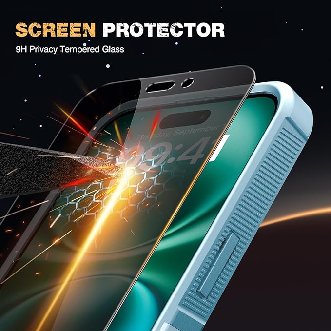 Diaclara Designed for iPhone 16 Case, [with Privacy Screen Protector] [Anti Spy] [Military Grade Drop Protection] Heavy Duty Full-Body Shockproof Phone Case, Magnetic Green