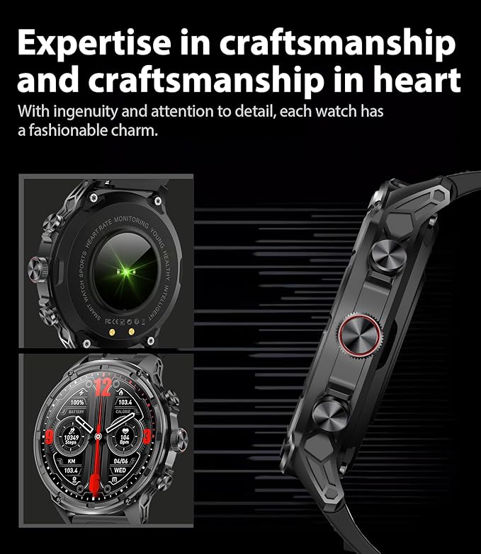 Smart Watches for Men (Bluetooth Call), 1.85" Extra Large Screen Smartwatch with LED Flashlight, 800mAh Extra-Long Battery, 100+ Sports Fitness Tracker Watch with Sleep for Android iOS