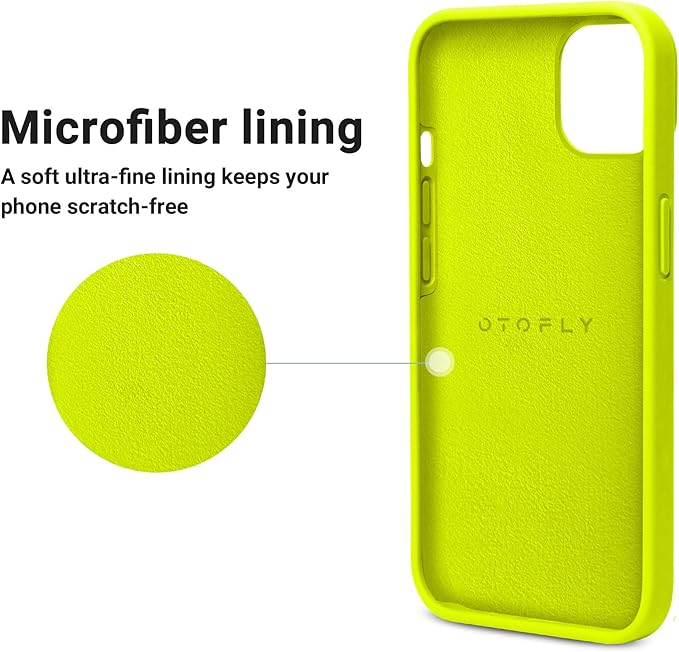 OTOFLY Designed for iPhone 14 Case, Silicone Shockproof Slim Thin Phone Case for iPhone 14 6.1 inch (Fluorescent Yellow)