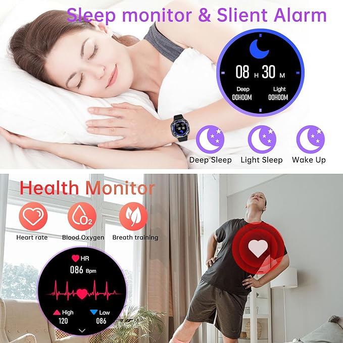 Smart Watch for Men Fitness Tracker: Bluetooth Make Answer Call Digital Mens Watches Waterproof Running Smartwatch for Android Phones iPhone Samsung Compatible Sleep Heart Rate Monitor Step Pedometer