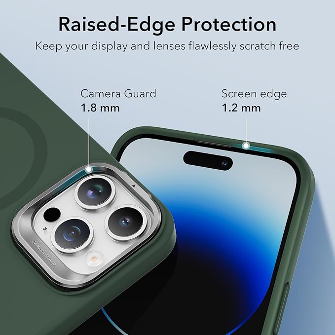 ESR for iPhone 14 Pro Max Case, MagSafe Silicone Case with Stand, Military-Grade Protection, Built-in Camera Stash Stand, Magnetic Phone Case for iPhone 14 Pro max, Cloud Series,Green