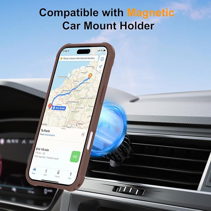 Compatible with iPhone 17 Air Case with Invisible Magnetic Ring Stand [Compatible with Magnetic] [Military Drop Protection] Shockproof Slim Hard Back Soft Edge Case 6.6 Inch, Khaki