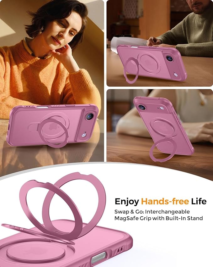 MOCCA Compatible with iPhone Air Case with Magnetic Invisible Stand [Full Camera Protection] [Compatible with Magsafe] Military Drop Shockproof Translucent Matte Phone Case Cover 6.5",Lavender Purple