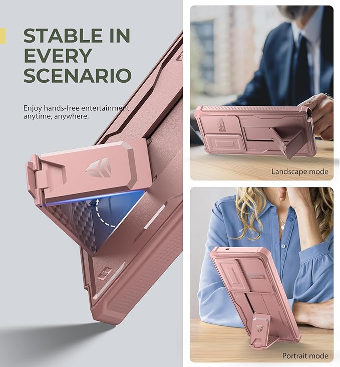 Dexnor for Samsung Galaxy S25 Ultra Case with Built-in Slide Camera Cover & Screen Protector & Kickstand,Heavy-Duty Shockproof Rugged Case Full-Body Bumper Cover for Galaxy S25 Ultra(2025),Peony Pink