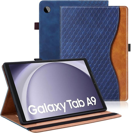 Case for Samsung Galaxy Tab A9 8.7 Inch Cover 2023 PU Leather Cover Multi-Angle Viewing Stand with Card Pocket for Galaxy Tab A9 Case,Blue