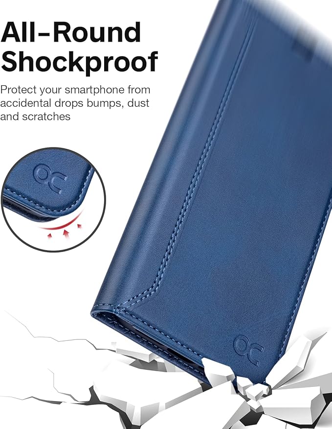 OCASE Retro Series Compatible with iPhone 14 Wallet Case with Card Holders [RFID Blocking][TPU Inner Shell ][Kickstand] PU Leather Flip Folio Shockproof Phone Cover 6.1 inch(Blue)