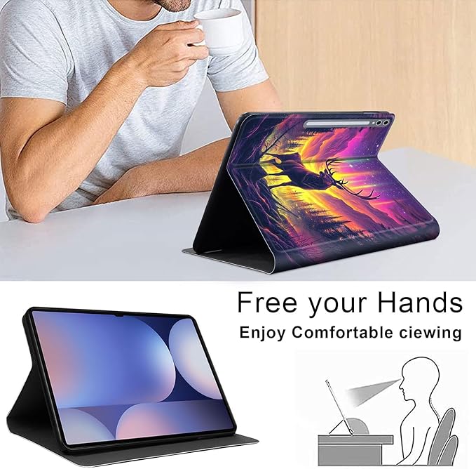 Case for Samsung Galaxy Tab S10 Plus/ S9 FE Plus/ S9 Plus 5G Tablet 12.4'', Slim PU Leather Stand Cover with Auto Wake/Sleep, Multi-Angle Viewing & Shockproof, Majestic Stag