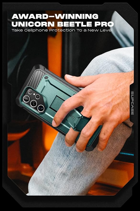 SUPCASE for Samsung Galaxy S22 Ultra Case with Stand, [Unicorn Beetle Pro] [2 Front Frames] [Built-in Screen Protector & Belt-Clip] Military-Grade Protection Phone Case for Galaxy S22 Ultra, Peacock