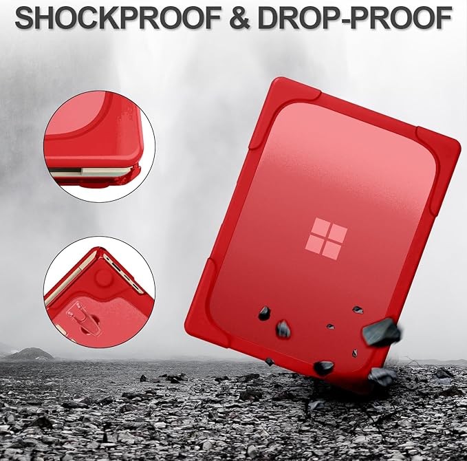 Batianda Heavy Duty Case for 13.8 inch Microsoft Surface Laptop 2024 (7th Edition) with Fold Kickstand Includes Keyboard Cover Screen Protector - Shockproof Stylish & Durable Protective Cover, Red