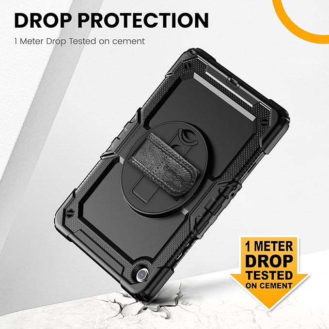 Timecity for Samsung Galaxy Tab A9+/ A9 Plus Case 11 inch, Full-Body Protective with Screen Protector, Rotating Stand/Handle and Shoulder Strap for Galaxy A9+ Tablet Case (SM-X210/X216/X218)- Black