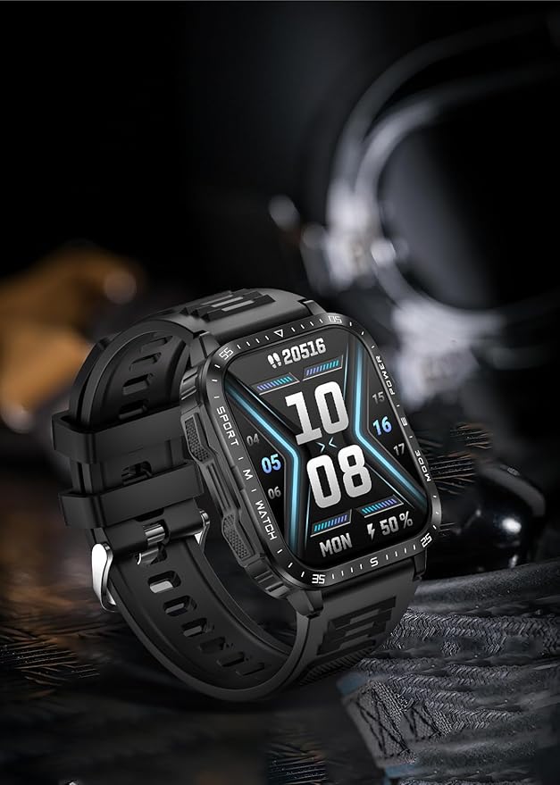 Military Smart Watch for Men with LED Flashlight Watch 2.0'' Big Screen Tactical Smartwatch 430mAh Big Battery Fitness Tracker with Heart Rate Sleep Monitor for iPhone Android