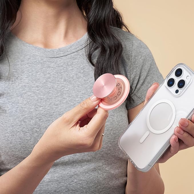 PopSockets Phone Grip for MagSafe with Kickstand, Magnetic Stand, Swappable Top, Secure Hold for iPhone MagSafe Cases, Phone & Tablet Grip - Dusty Rose