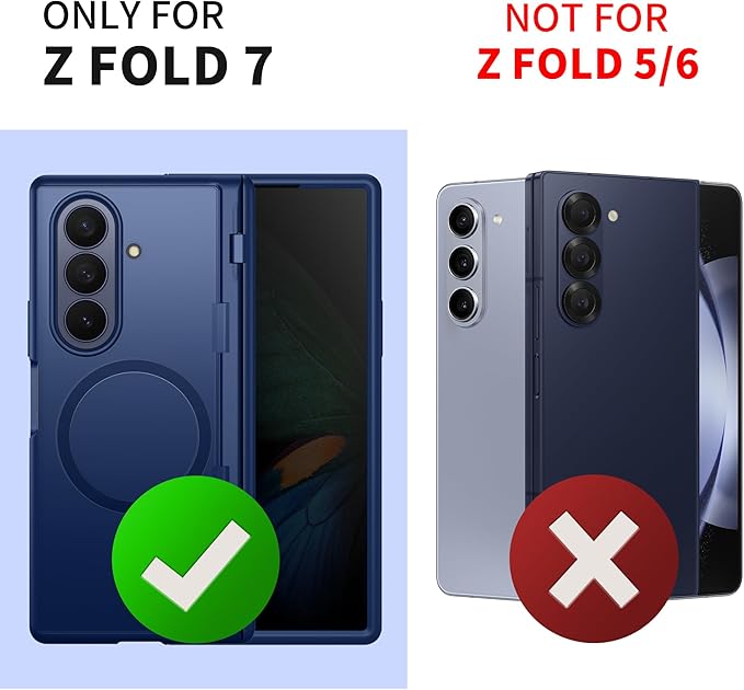 MOBOSI for Samsung Galaxy Z Fold 7 Case with Privacy Screen Protector, [Compatible with Magsafe], [Built-in Kickstand & Full Body Hinge Protection] Magnetic Slim Phone Case for Z Fold7, Blue