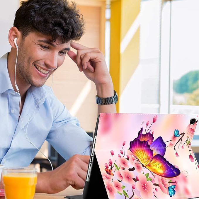 Case for Samsung Galaxy Tab A9 Plus 11 inch 2023，Slim Fit Foldable Standing Cover with Auto Sleep/Wake for Galaxy Tab A9+ 11’2023 (SM-X210/X216/X218)，Butterfly Sakura Pink